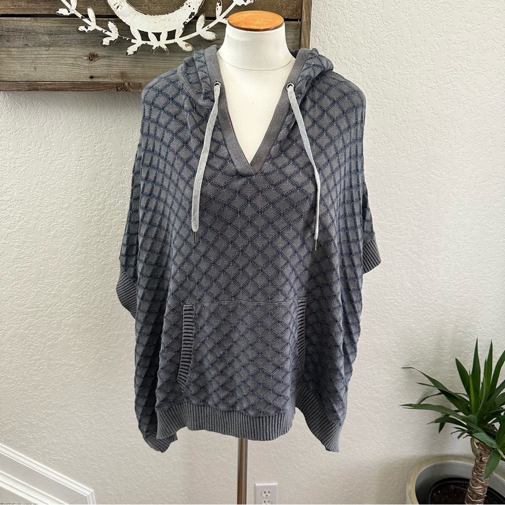 Carbon2Cobalt Portico blue gray hooded sweater poncho‎ size S/M